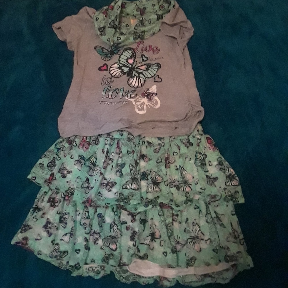 Girls Skirt Floral Dress XL